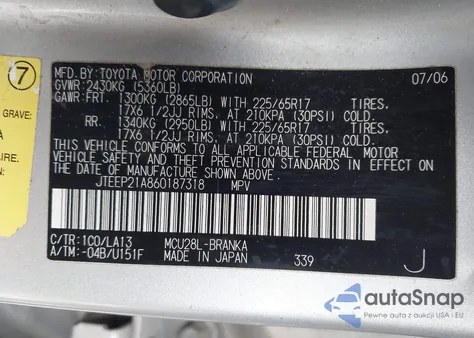2006 Toyota Highlander Limited V6 from USA, damaged, VIN JTEEP21A860187318